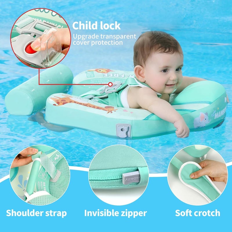 V Convey Mambobaby Float Add Tail No Flip Over Non-Inflatable Baby Swim Float Pearl Foam Solid Water Floats Smart Swim Trainer Infant Pool Float Swim Ring with Sun Canopy - Image 5